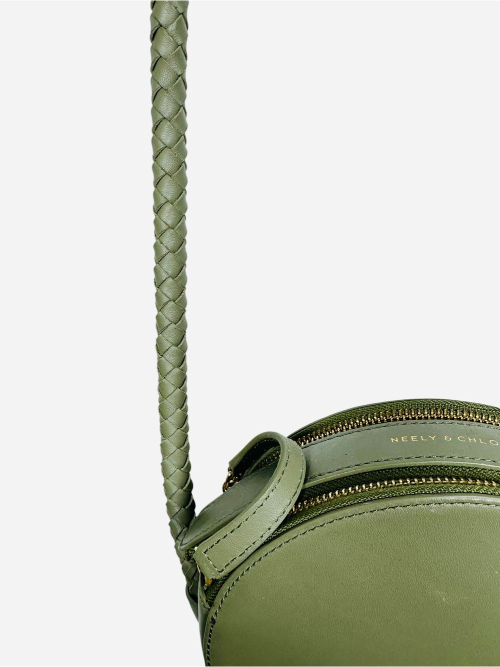 Neely and Chloe Canteen Bag Army Green Leather EUC - Picture 6 of 11